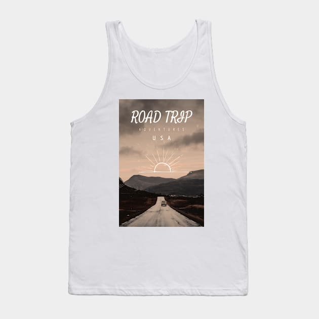 Vintage Retro Road Trip Adventures USA Tank Top by POD24